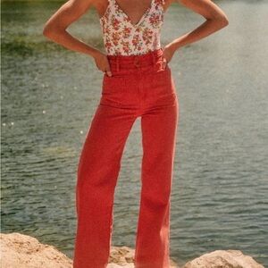 Sezane Enrico Wide Leg Women’s Jeans in Rust Red